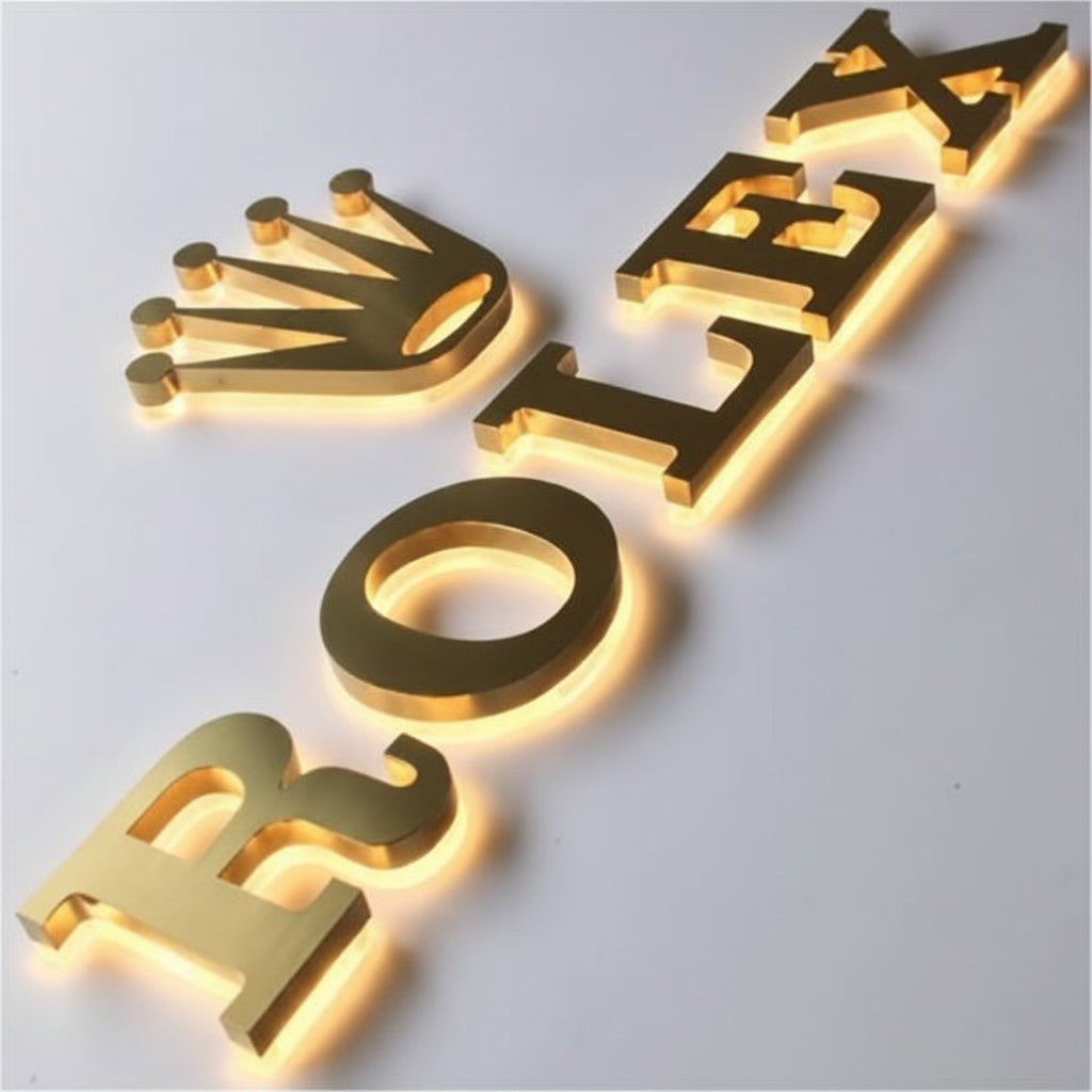 Premium Halo Lit Stainless Steel Letter Sign for Luxury Business Branding