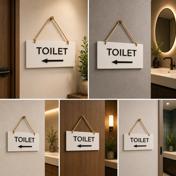 Toilet Direction Neon Sign with Left Arrow for Offices, Hotels & Public Spaces