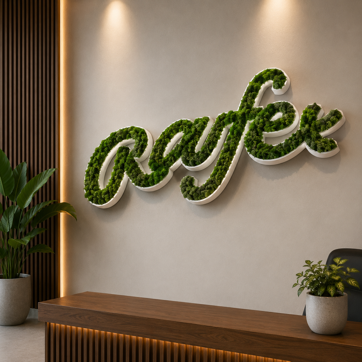 Custom Preserved Moss Letter Sign for Office, Cafe and Interior Wall Decor