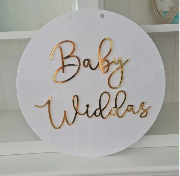 Custom Celebration Sign with Elegant Gold Acrylic Lettering