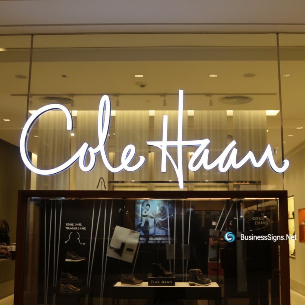 Luxury Cole Haan logo wall art canvas featuring an illuminated fashion brand-inspired design with a sleek modern aesthetic.