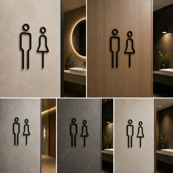 Minimalist Men & Women Restroom Neon Sign for Offices, Cafés & Hotels