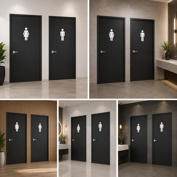 Minimalist Men & Women Restroom Door Neon Signs for Commercial Interiors