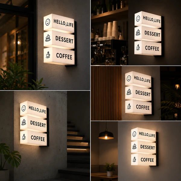 Custom Vertical LED Light Box Sign for Cafés, Bakeries & Retail Stores