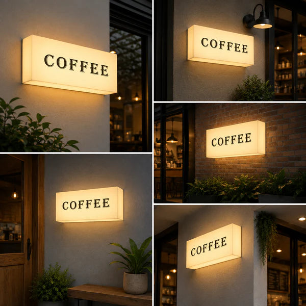 Custom Projecting LED Light Box Sign for Coffee Shops, Cafés & Retail Stores