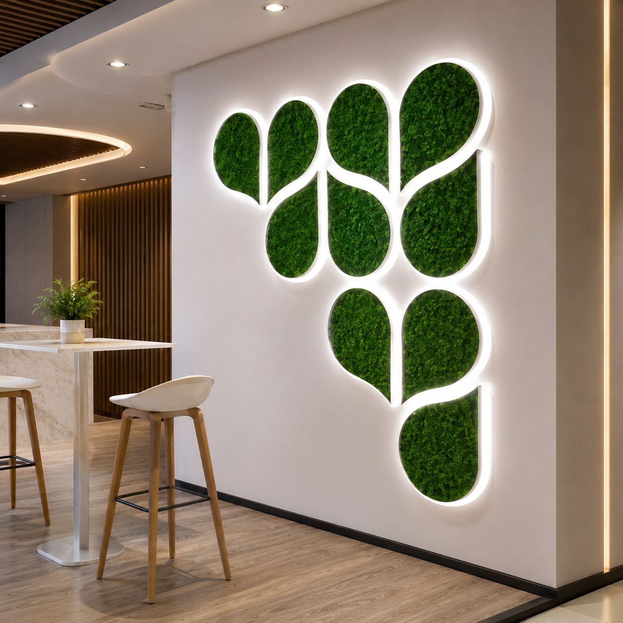 Custom Moss Logo Wall Sign with LED Backlight for Modern Office Branding