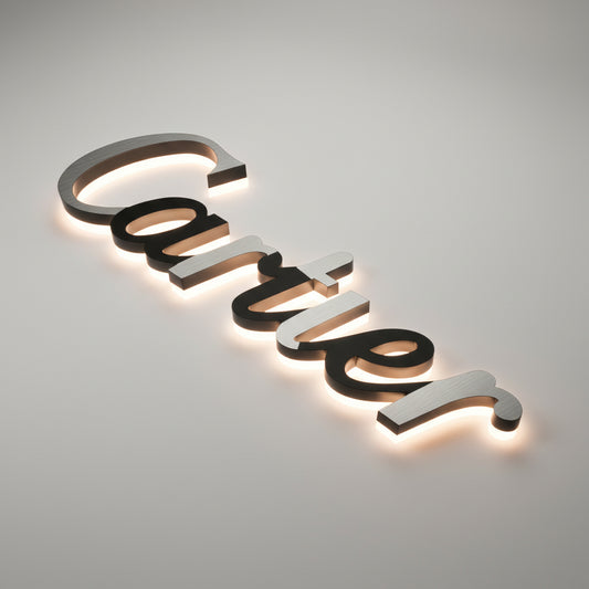 Custom LED Halo Lit Script Letter Sign for Boutique, Salon, Café & Office Branding
