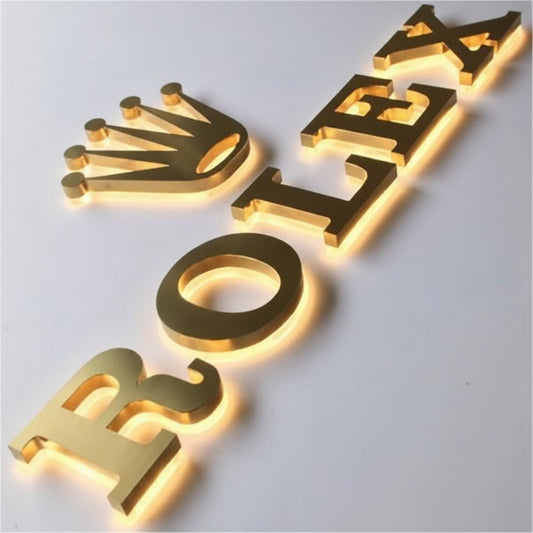 Premium Halo Lit Stainless Steel Letter Sign for Luxury Business Branding
