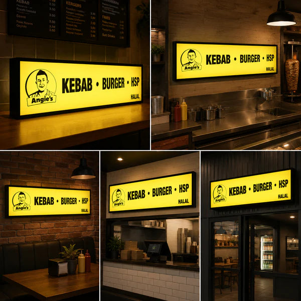 Custom LED Restaurant Light Box Sign for Kebab, Burger & Fast Food Shops