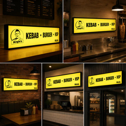 Custom LED Restaurant Light Box Sign for Kebab, Burger & Fast Food Shops