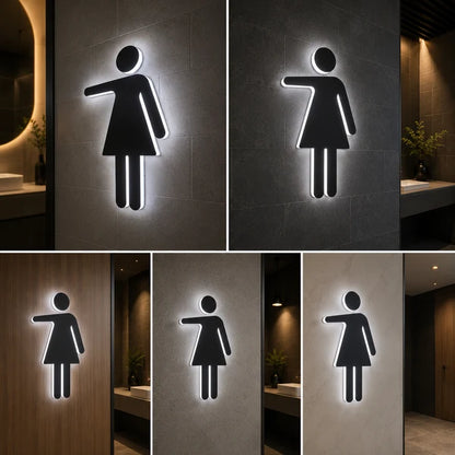 Women's Restroom Neon Sign with Illuminated Icon for Hotels & Commercial Spaces