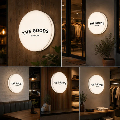 Custom Round LED Light Box Sign for Retail Stores, Cafés & Business Branding