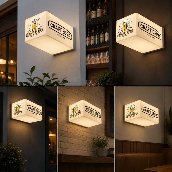 Custom Cube LED Light Box Sign for Cafés, Bars, Breweries & Retail Shops