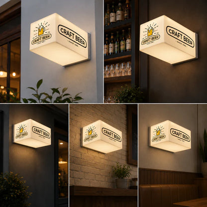 Custom Cube LED Light Box Sign for Cafés, Bars, Breweries & Retail Shops