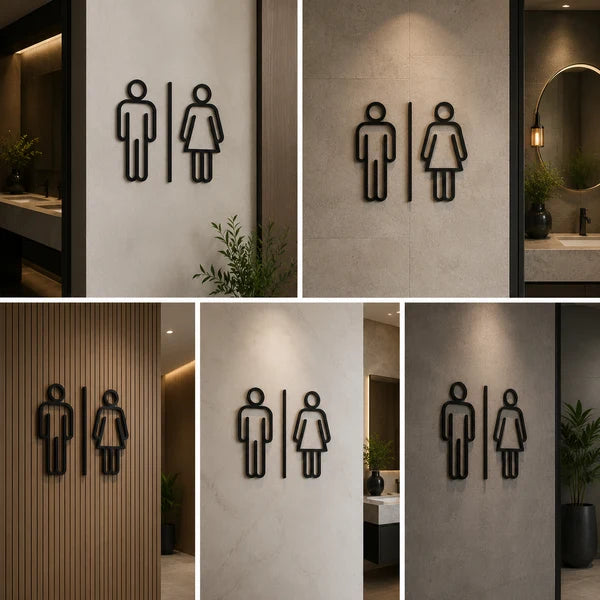 Minimalist Restroom Icon Neon Sign for Offices, Hotels & Commercial Spaces