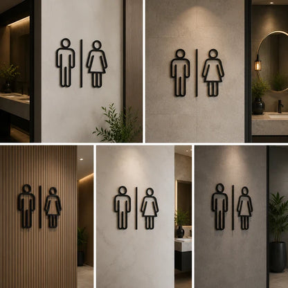 Minimalist Restroom Icon Neon Sign for Offices, Hotels & Commercial Spaces