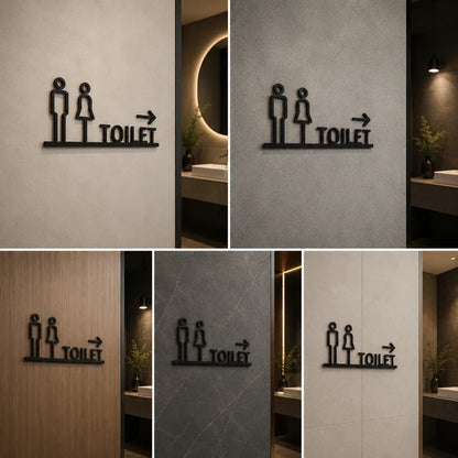 Modern Toilet Direction Neon Sign with Arrow for Offices & Commercial Spaces