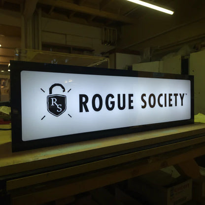 Premium rectangular acrylic LED display board with black frame for commercial business signage.