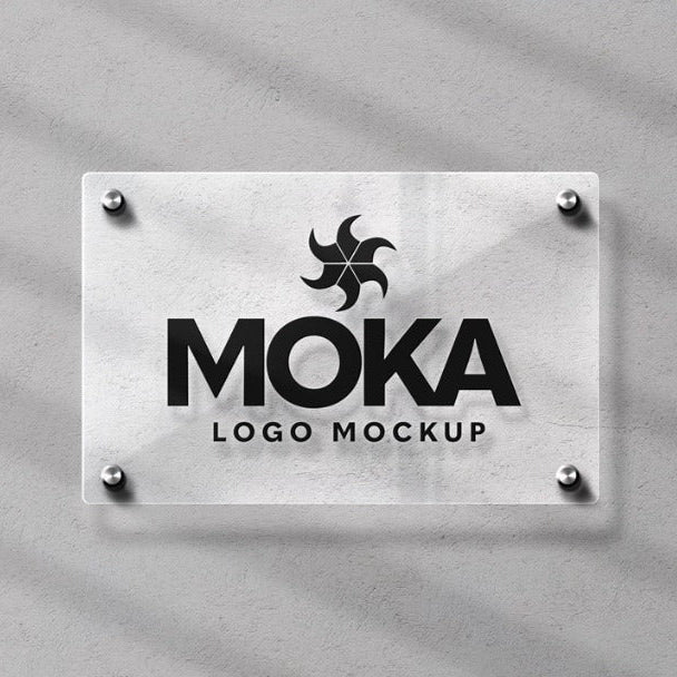 Personalized transparent acrylic company wall plaque with modern brand logo
