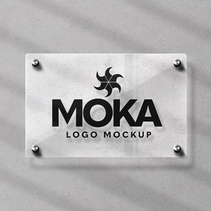 Personalized transparent acrylic company wall plaque with modern brand logo