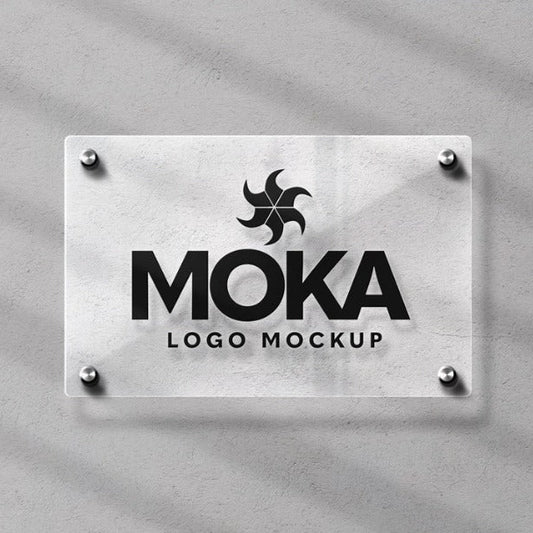 Personalized transparent acrylic company wall plaque with modern brand logo
