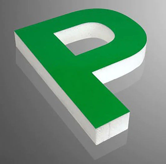 Premium green 3D acrylic letter signage for office and retail business displays.