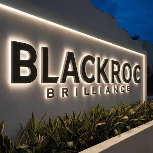 Premium backlit 3D acrylic channel letters with soft LED halo illumination for business branding.