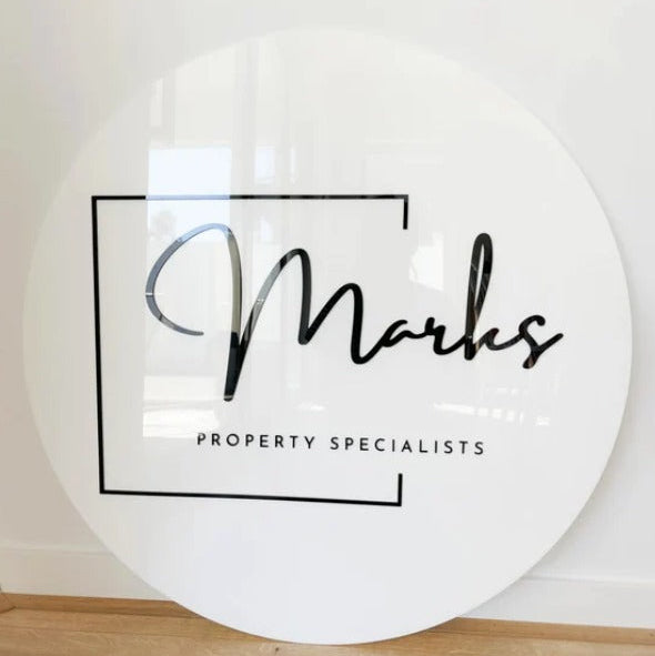 Personalized real estate business logo sign with modern minimalist typography