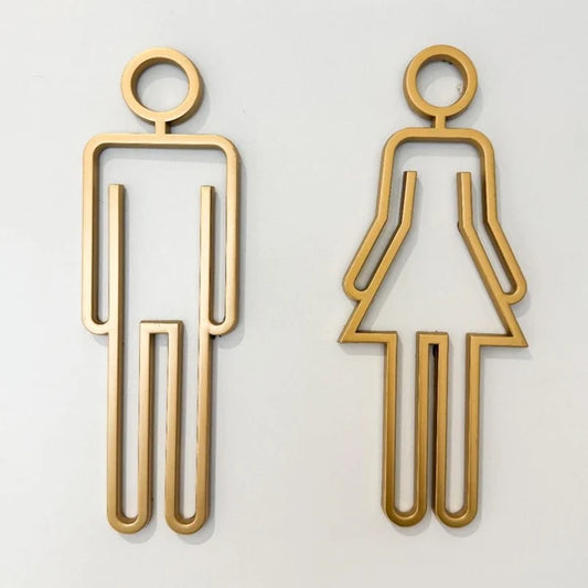 Custom restroom neon sign featuring male and female symbols for hotels, offices, and retail interiors.