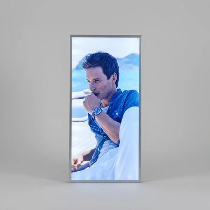 Slim vertical LED digital display kiosk for commercial advertising and brand promotions