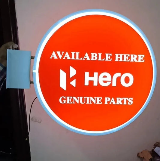 Custom circular LED branding sign for automotive retail stores and service centers.