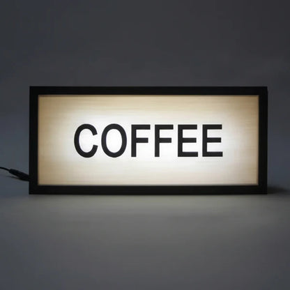 Custom acrylic LED display sign with coffee branding for cafés and restaurants.