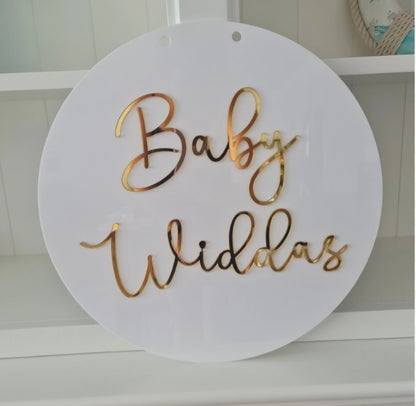 Custom Celebration Sign with Elegant Gold Acrylic Lettering