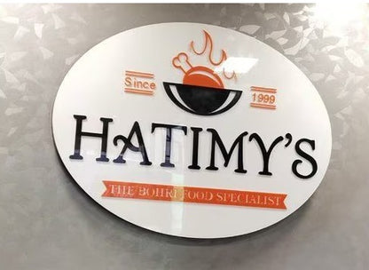 Custom Round Nail Salon Sign with Gold Mirror Logo and Personalized Branding