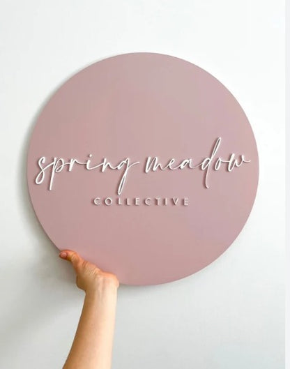 Conway Concept Custom Circular Acrylic Sign with Minimalist Line Art Logo