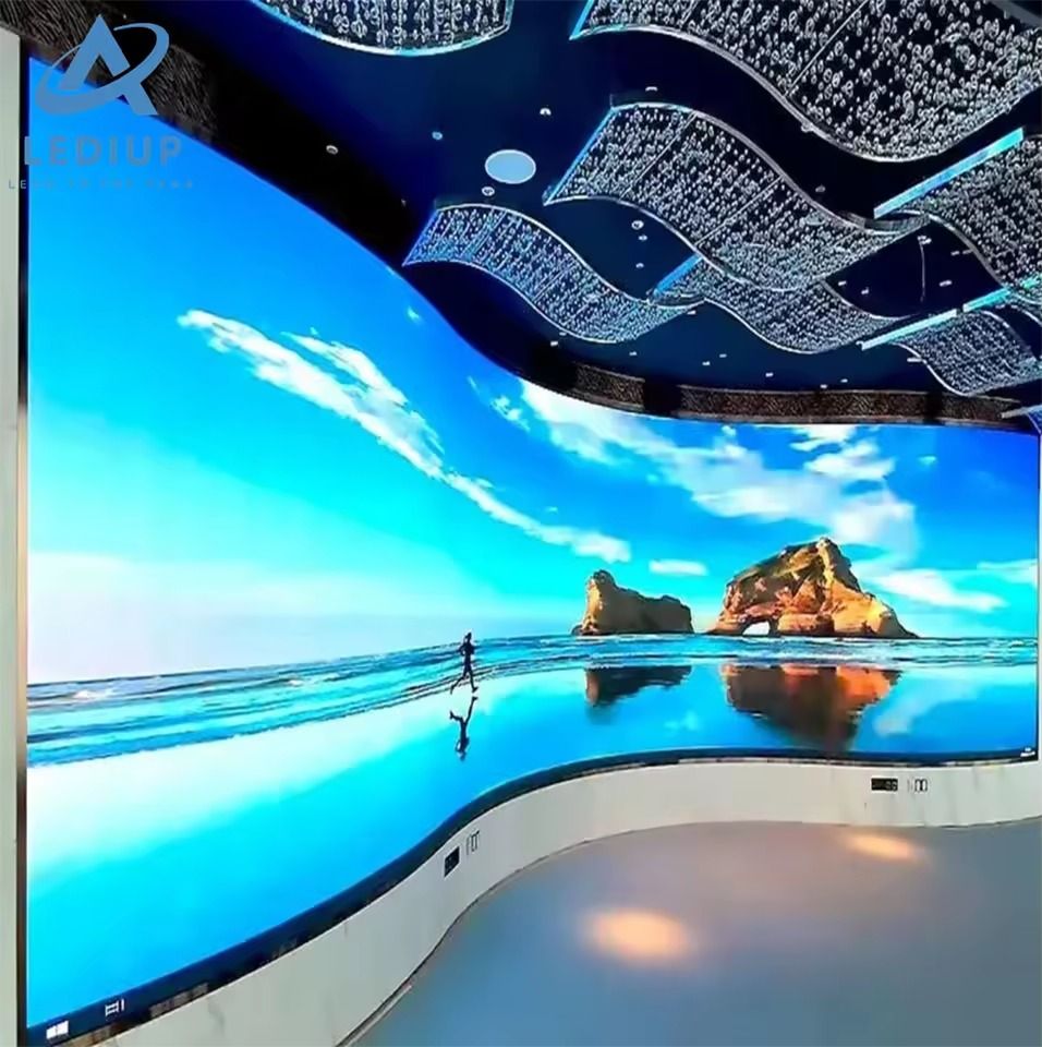 LED video wall in retail showroom showcasing product visuals and digital content