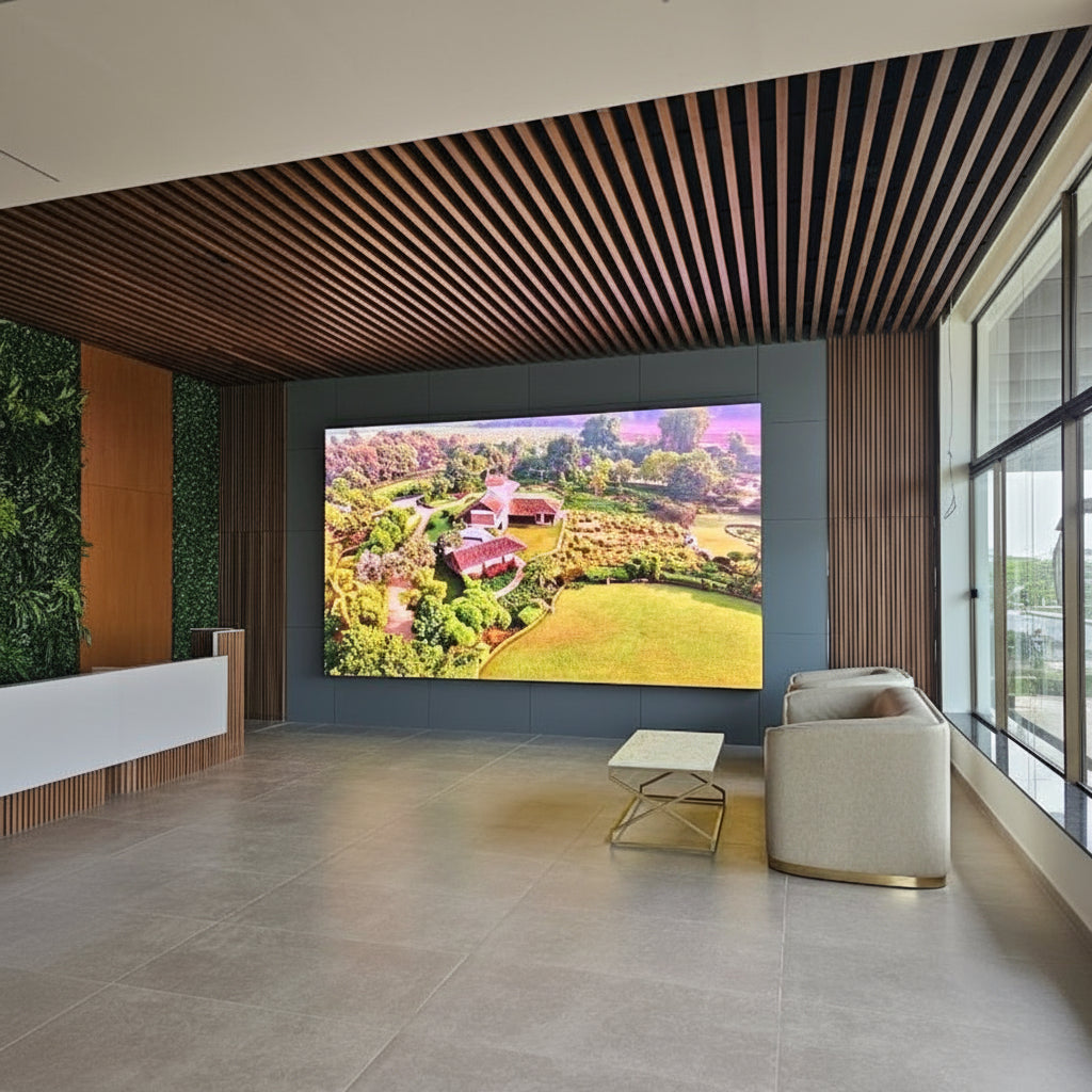 LED video wall screen showing better clarity compared to projector display