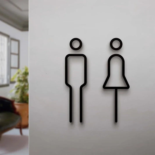 Modern custom men and women washroom neon sign for offices, cafés, hotels, and commercial spaces.