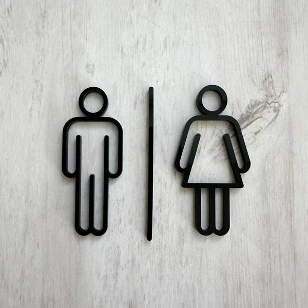 Minimalist washroom symbol neon sign for offices, hotels, and public spaces.