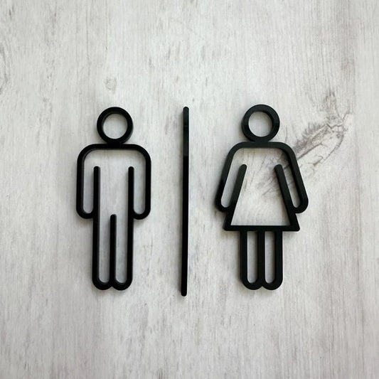 Minimalist washroom symbol neon sign for offices, hotels, and public spaces.