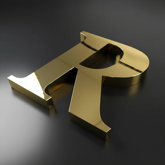 Custom metallic gold acrylic business logo signage for office and retail interiors.
