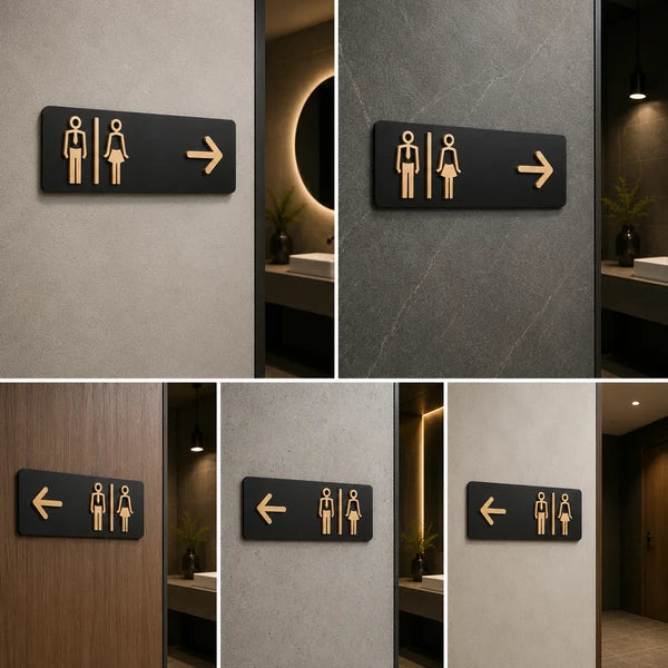 Directional Men & Women Restroom Neon Sign with Left & Right Arrow Icons