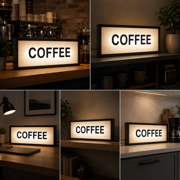 Custom LED Coffee Light Box Sign for Cafés, Coffee Bars & Retail Stores