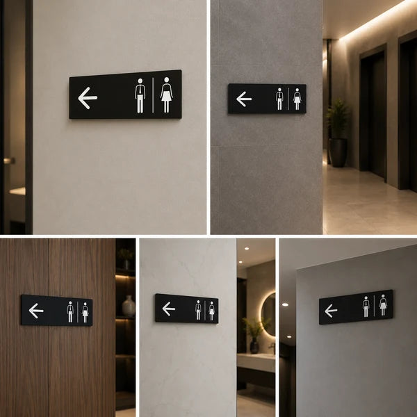 Custom Restroom Direction Sign Board for Offices, Hotels & Commercial Spaces