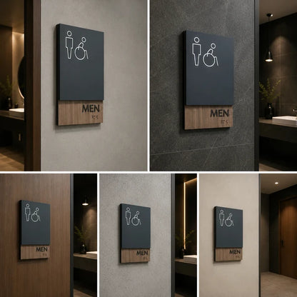 Accessible Men Restroom Neon Sign with Wheelchair Symbol for Public Spaces