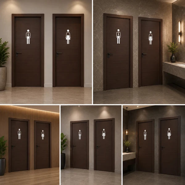 Classic Men & Women Restroom Door Neon Signs for Offices & Commercial Spaces