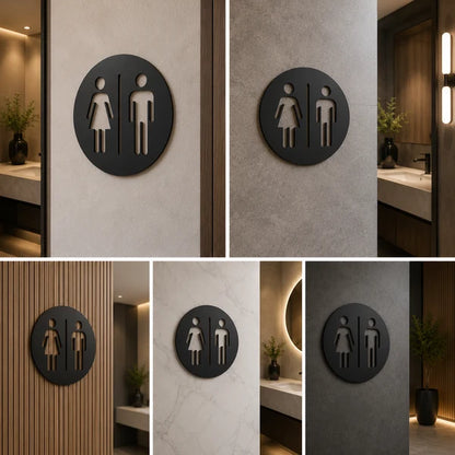 Custom Restroom Symbol Sign for Offices, Hotels & Commercial Wayfinding