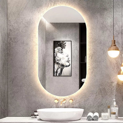 Arch LED Bathroom Mirror with Warm Halo Backlight | Premium Capsule Vanity Wall Mirror