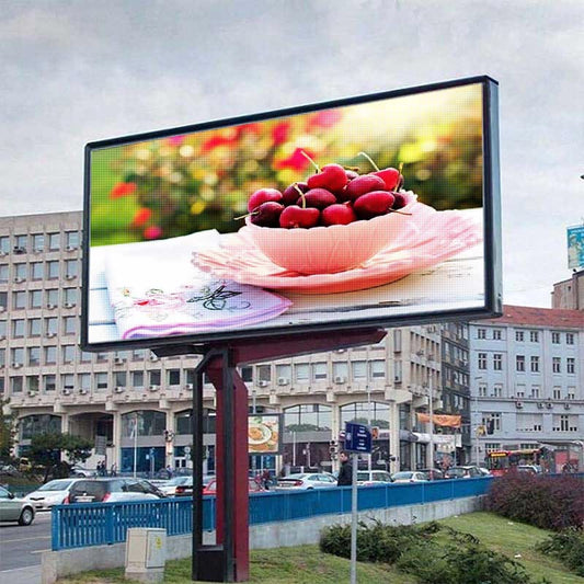 roadside outdoor LED billboard screen mounted on pole for city advertising
